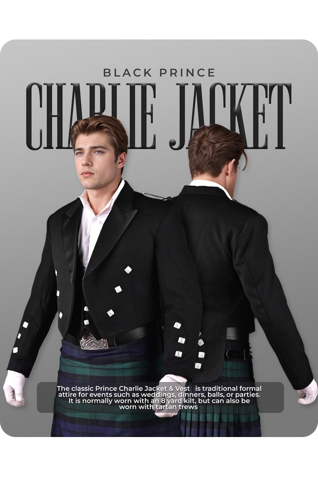 Black Prince Charlie Jacket  -  Traditional Elegance with Modern Craftsmanship