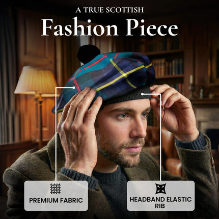 Tam O'Shanter Hat with Pompom | MacLeod of Harris Tartan