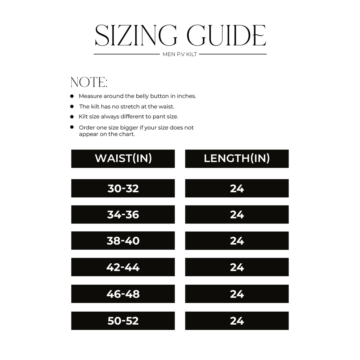Size chart