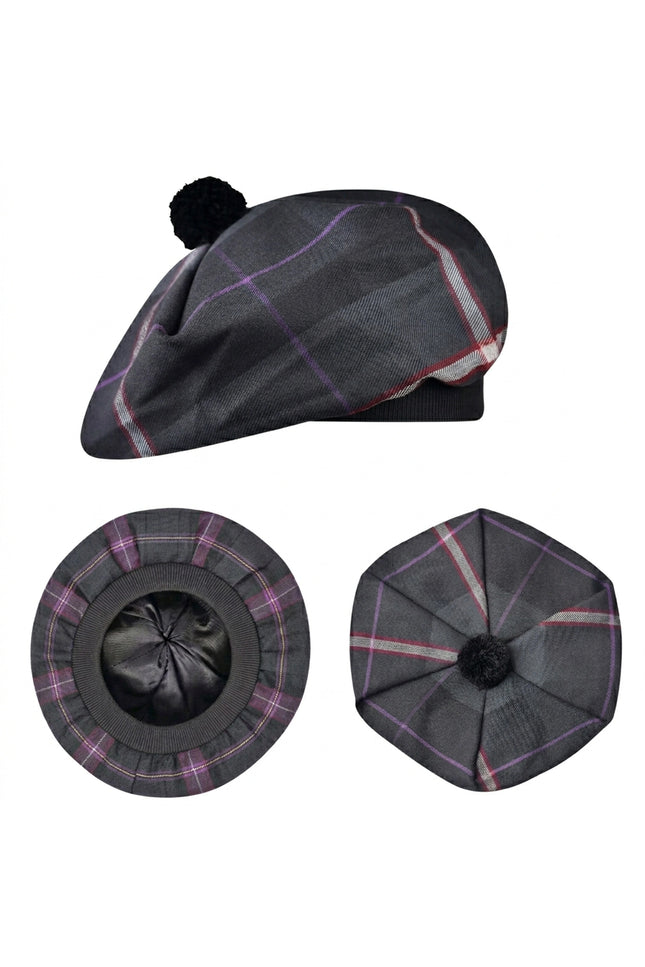 Tam O'Shanter Hat with Pompom | Mid Night Sea Tartan