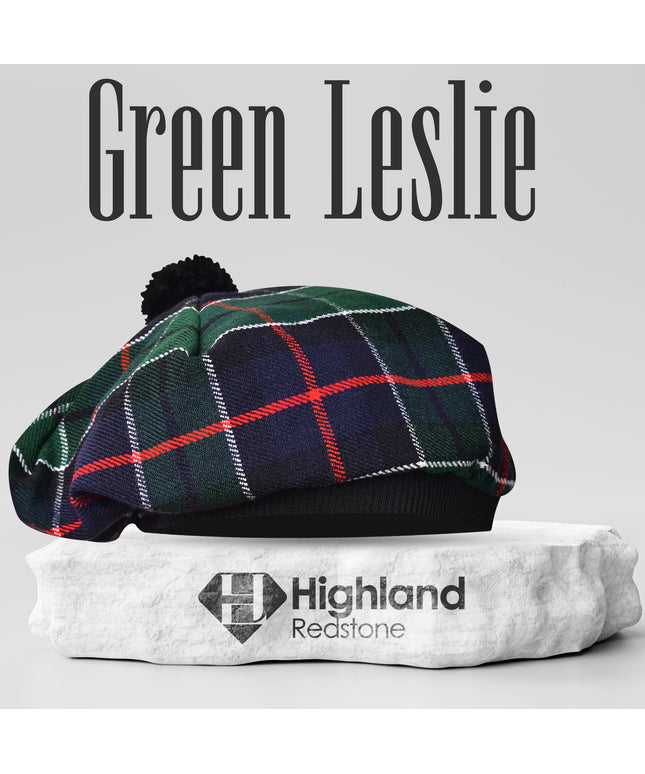 Tam O'Shanter Hat with Pompom | Green Leslie Tartan