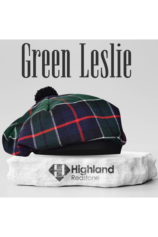 Tam O'Shanter Hat with Pompom | Green Leslie Tartan