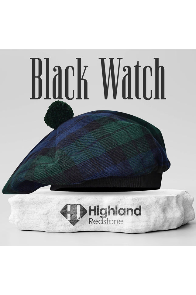 Tam O'Shanter Hat with Pompom | Black Watch Tartan