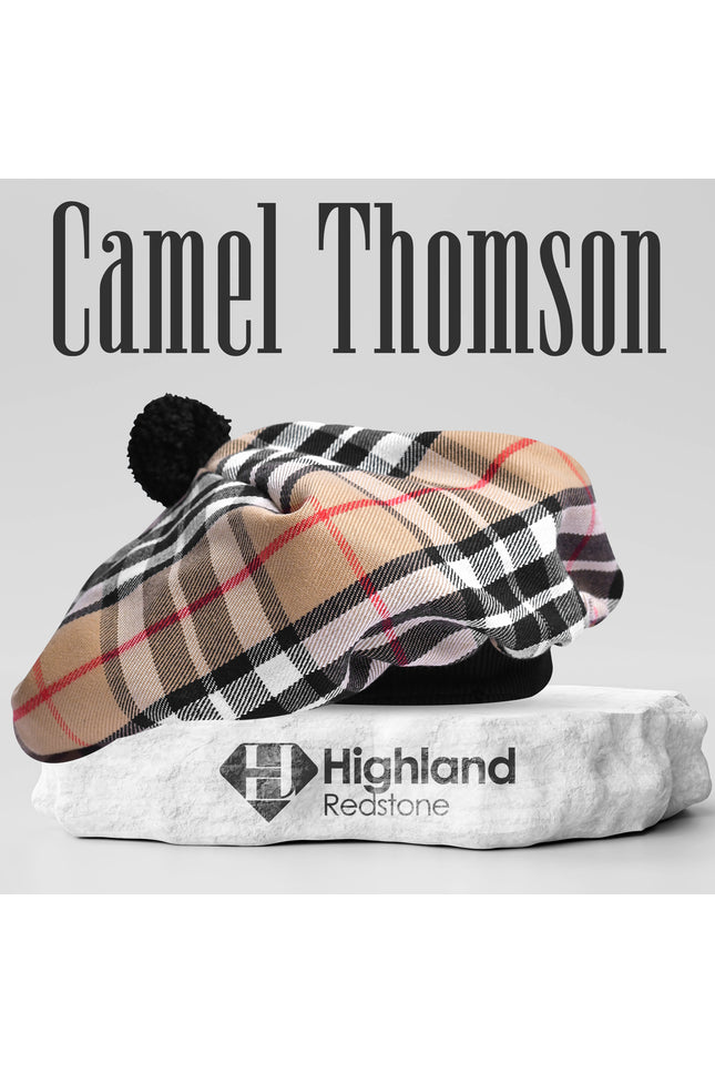 Tam O'Shanter Hat with Pompom | Camel Thomson Tartan