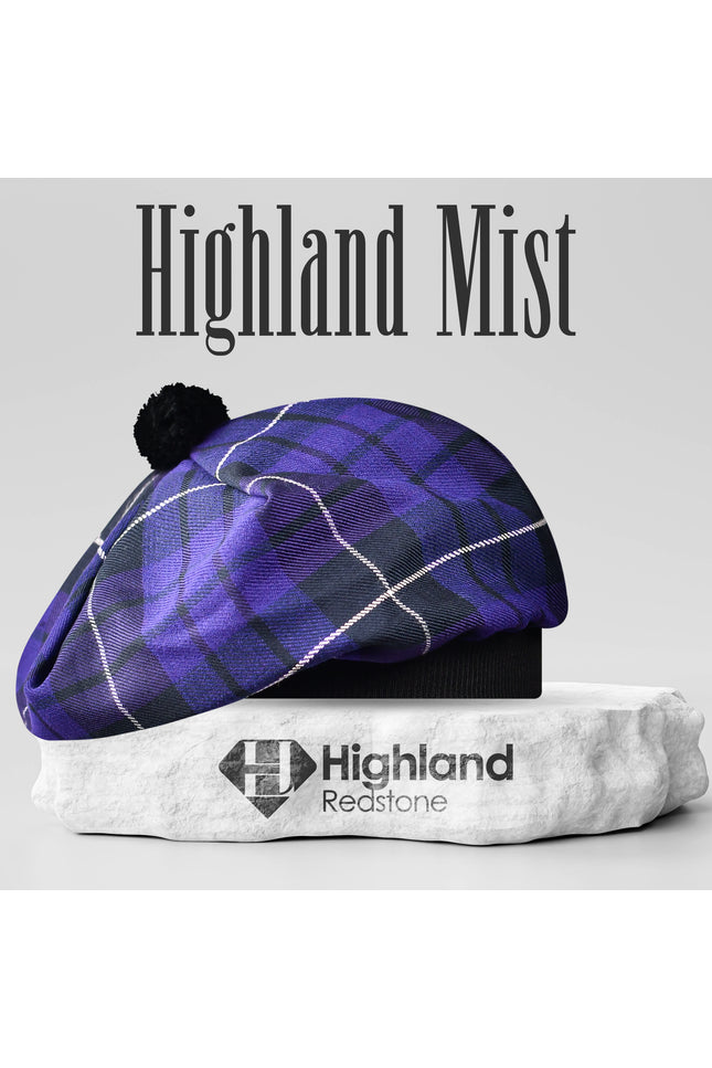 Tam O'Shanter Hat with Pompom | Highland Mist Tartan