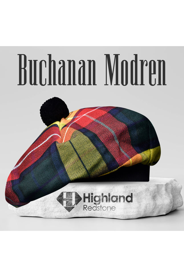 Tam O'Shanter Hat with Pompom | Buchanan Modern Tartan