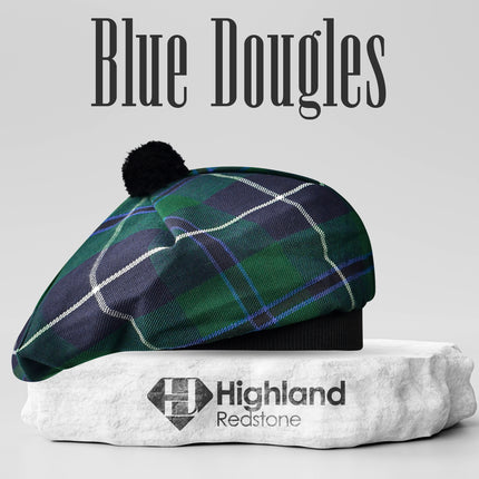 Tam O'Shanter Hat with Pompom | Blue Douglas Tartan