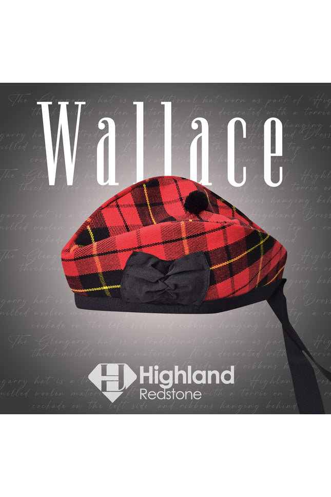 Authentic Wallace Glengarry Hat with Traditional Tartan