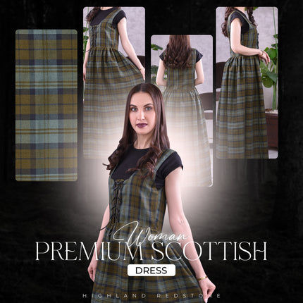 Women's Scottish Highland Dress – Long Tartan Dress | Black Watch Weathered