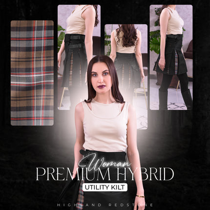 Women's Hybrid Utility Kilt in Scottish National Weathered Tartan