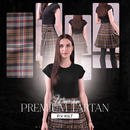 Woman Plaid Kilt - Scottish Heritage Weathered Tartan Kilt - Premium Quality & Timeless Style