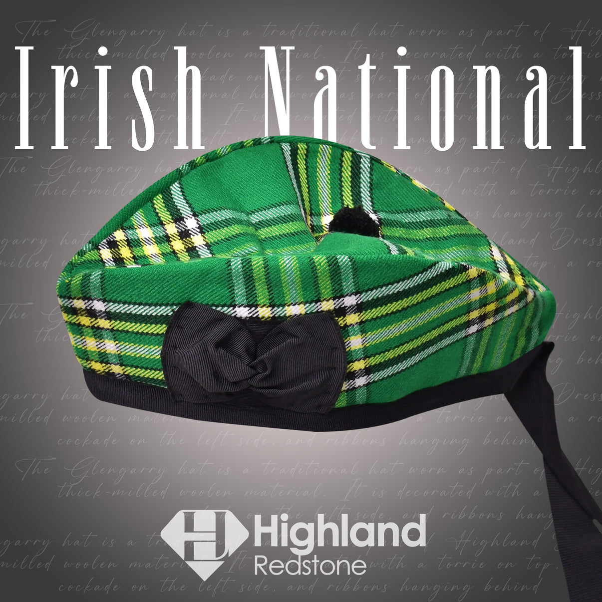 Irish National Glengarry Traditional Irish Headwear with Celtic Prid