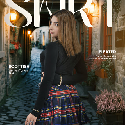 Women's Tartan Billie Skirt | Black Stewart