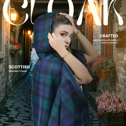 Women Tartan Cloak - Black Watch