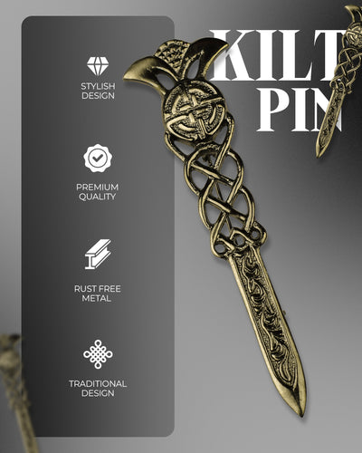 Scottish Kilt Pin for men | Gaelic Pewter Antique