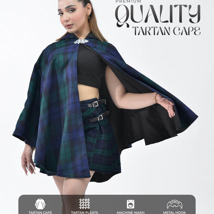 Women Tartan Cape - Black Watch
