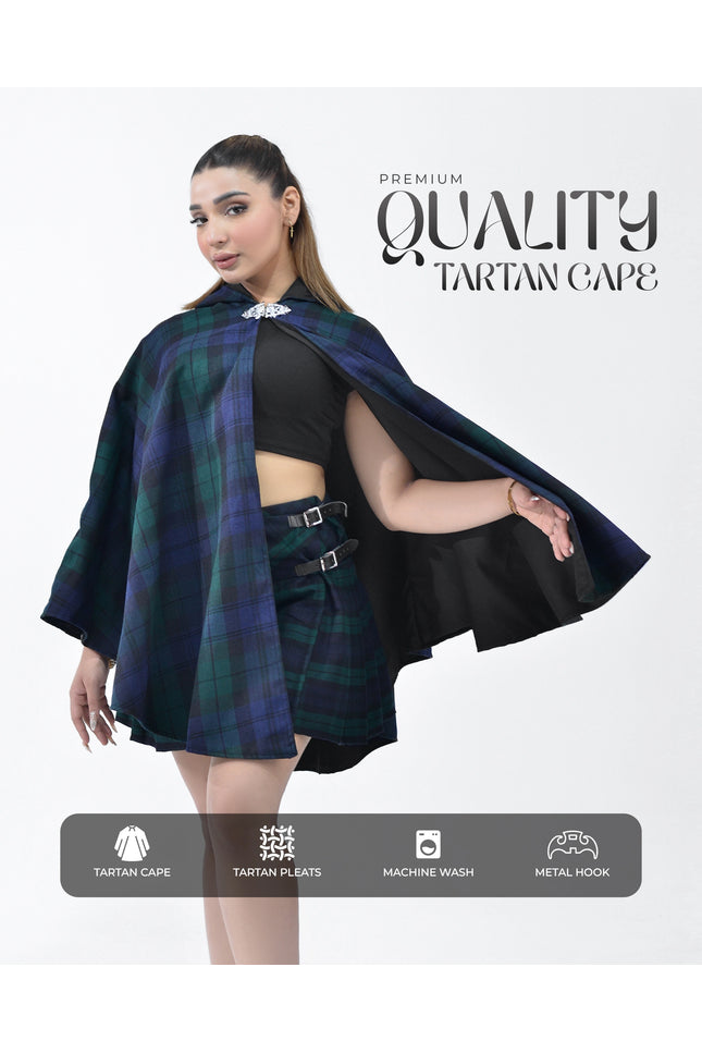 Women Tartan Cape - Black Watch