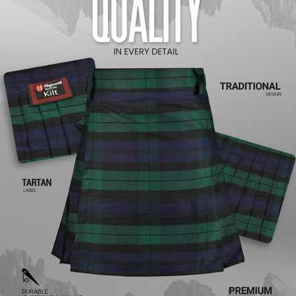 Kilt for Men I Black Watch Tartan Kilt Polyviscose 8 Yard Traditional Men Kilt