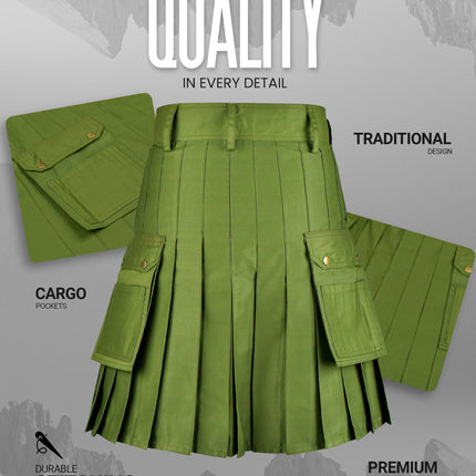 Phantom Modern Utility Kilt | Olive Green