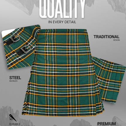 Kilt for Men I Irish Heritage Tartan Kilt Polyviscose 8 Yard Traditional Men Kilt