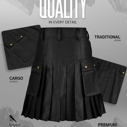 Phantom Modern Utility Kilt | Black