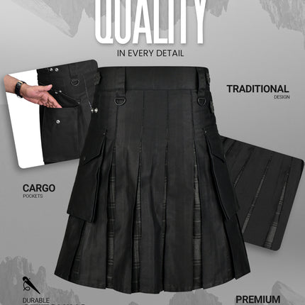 Grey Highlander Hybrid Utility Kilt for Men - Traditional Style with Modern Functionality