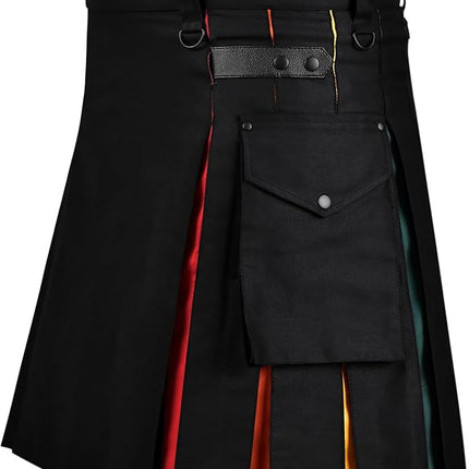 Rainbow Kilt Hybrid Utility Kilt for Men - Scottish Traditional Kilt with Flashes