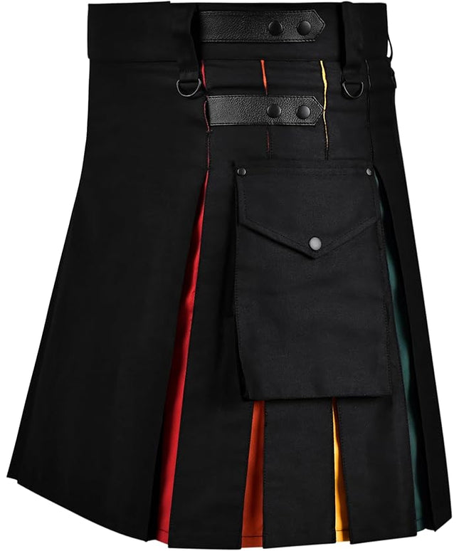 Rainbow Kilt Hybrid Utility Kilt for Men - Scottish Traditional Kilt with Flashes