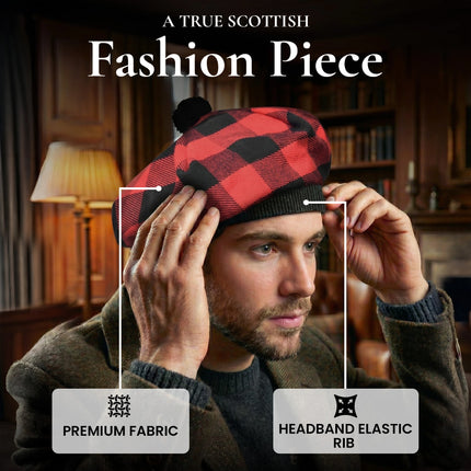 Tam O'Shanter Hat with Pompom | Rob Roy Tartan
