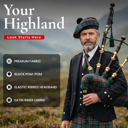 Tam O'Shanter Hat with Pompom | Scottish National Tartan
