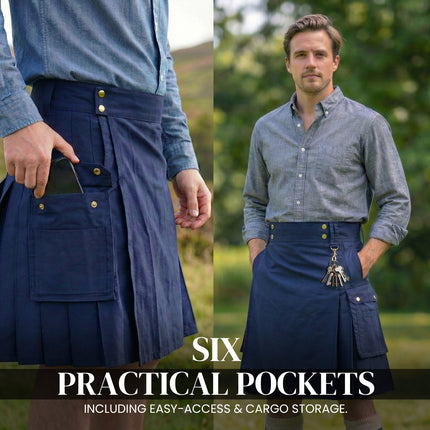 Phantom Modern Utility Kilt | Blue