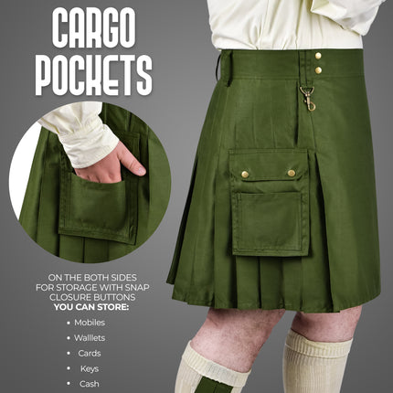 Phantom Modern Olive Green Utility Kilt