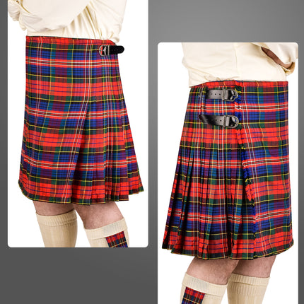 Kilt for Men I Macpherson Red Tartan Kilt Polyviscose 8 Yard Traditional Men Kilt