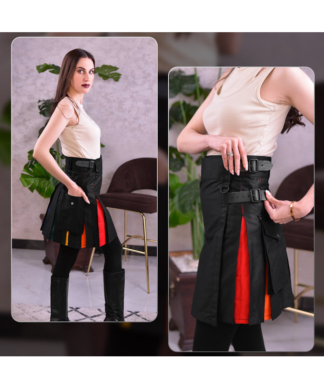 Women's Hybrid Utility Kilt in Rainbow Tartan