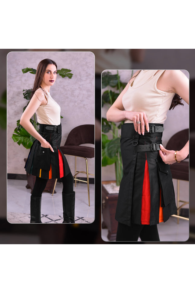 Women's Hybrid Utility Kilt in Rainbow Tartan