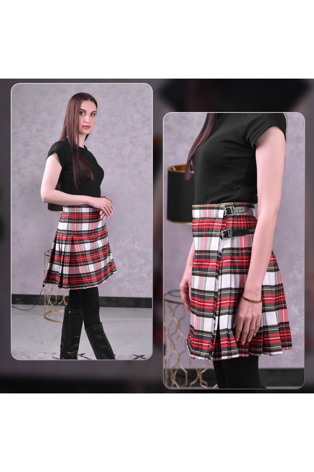 Woman Plaid Kilt - Dress Stewart Tartan Kilt - Premium Quality & Timeless Style | Big & Tall