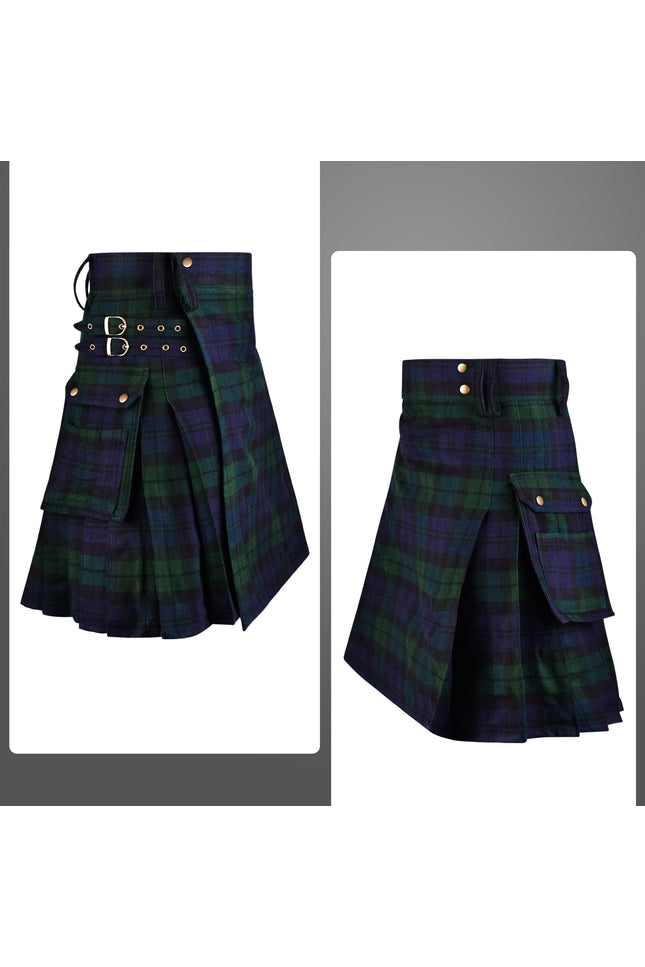 Valor Acrylic Utility Kilt | 16oz Black Watch Scottish Tartan KIlt | Big & Tall