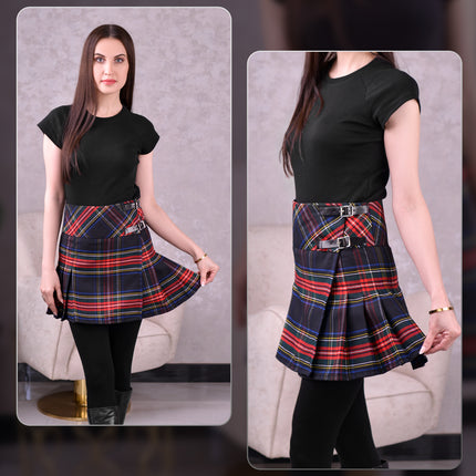 Women's Tartan Billie Skirt | Black Stewart