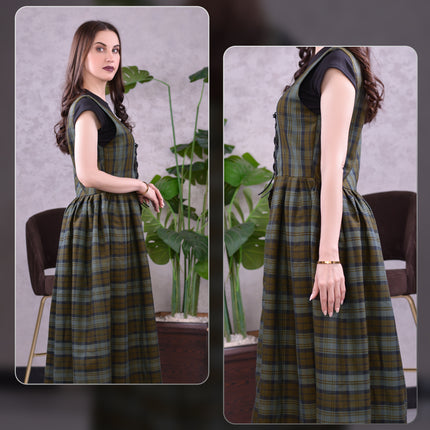 Women's Scottish Highland Dress – Long Tartan Dress | Black Watch Weathered