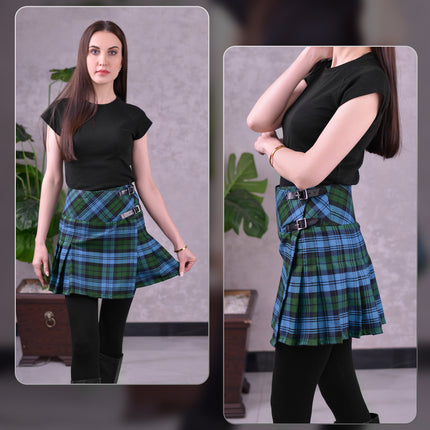 Women's Tartan Billie Skirt in Ancient Campbell Tartan