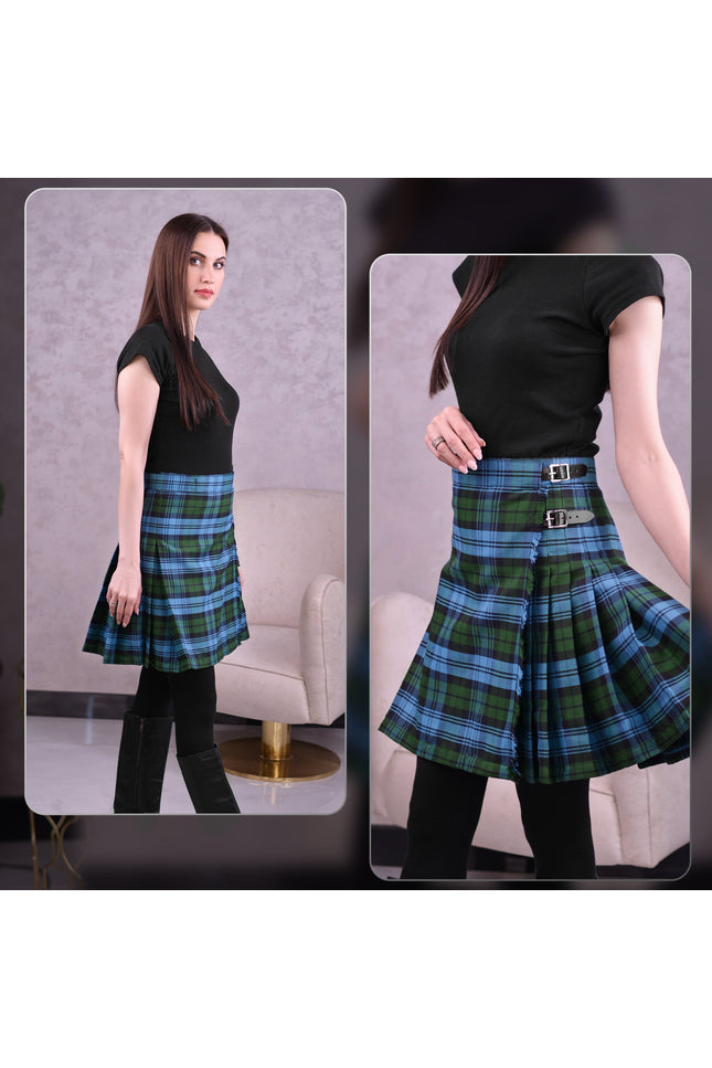 Woman Plaid Kilt -  Ancient Campbell Tartan Kilt - Premium Quality & Timeless Style