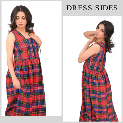 Women's Scottish Highland Dress - Long Tartan Dress |  Macpherson Red