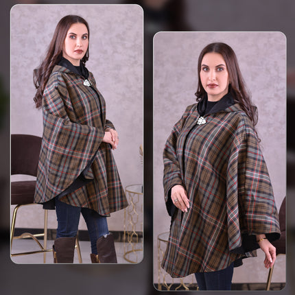Women’s Cape in Scottish National Weathered Tartan