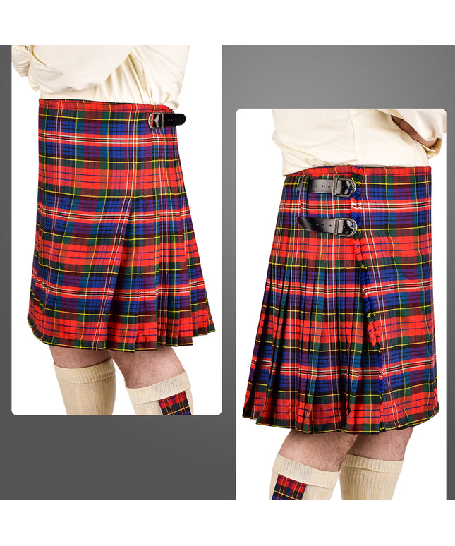 Kilt for Men I Macpherson Red Tartan Kilt Polyviscose 8 Yard Traditional Men Kilt