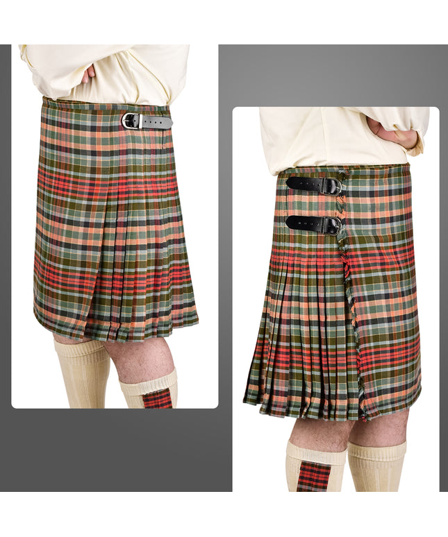 Kilt for Men I Gordon Weathered Red Tartan Kilt Polyviscose 8 Yard Traditional Men Kilt