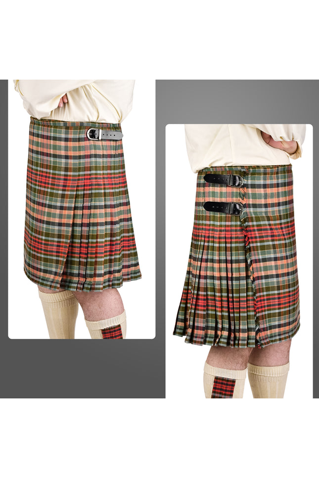 Kilt for Men I Gordon Weathered Red Tartan Kilt Polyviscose 8 Yard Traditional Men Kilt