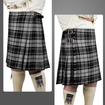 Kilt for Men I Grey Douglas Tartan Kilt Polyviscose 8 Yard Traditional Men Kilt