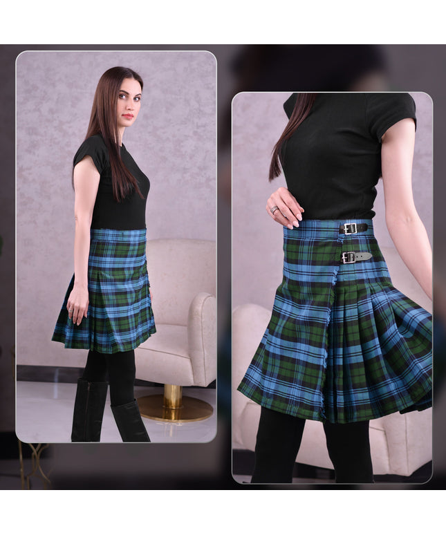 Woman Plaid Kilt -  Ancient Campbell Tartan Kilt - Premium Quality & Timeless Style