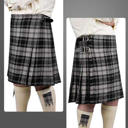 Kilt for Men I Grey Douglas Tartan Kilt Polyviscose 8 Yard Traditional Men Kilt