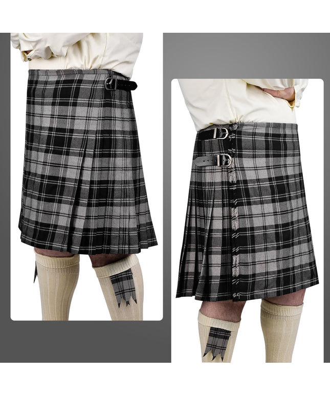 Kilt for Men I Grey Douglas Tartan Kilt Polyviscose 8 Yard Traditional Men Kilt
